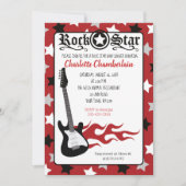 Invitation Rock a Bye Red Rock Star Guitare Baby shower (Devant)