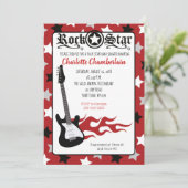 Invitation Rock a Bye Red Rock Star Guitare Baby shower (Debout devant)