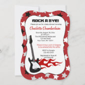 Invitation Rock a Bye Red Rock Star Guitare Baby shower (Devant)