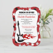 Invitation Rock a Bye Red Rock Star Guitare Baby shower (Debout devant)