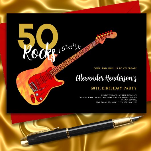 Invitation Rock and Roll 50e anniversaire fête 50 rochers