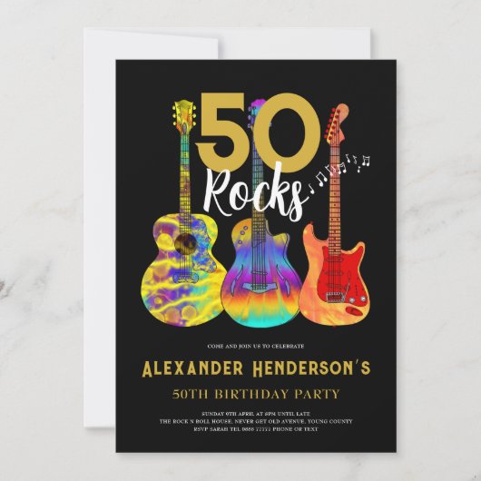 Invitation Rock and Roll 50e fête d'anniversaire (Devant)