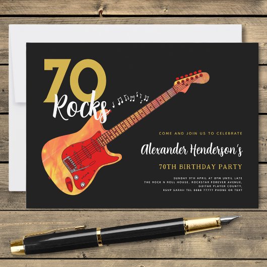 Invitation Rock and Roll 70e anniversaire fête 70 rochers
