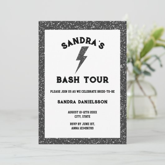 Invitation Rock and Roll Black Bach Tour Bachelorette Week-en (Debout devant)