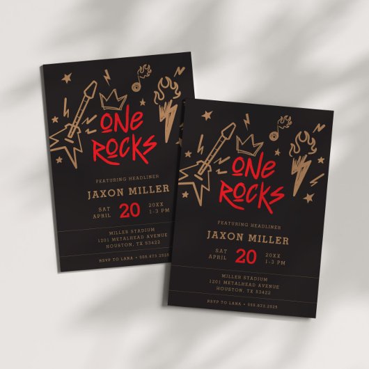 Invitation Rock and Roll Metal pour enfants 1er anniversaire