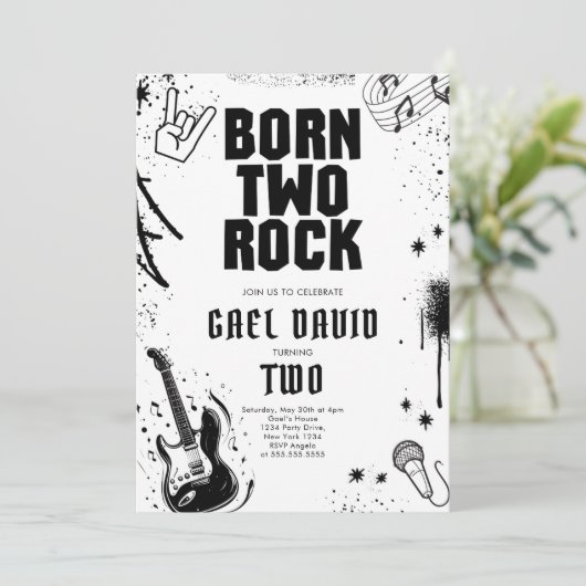 Invitation Rock and Roll Party Né Two Rock 2e anniversaire (Debout devant)