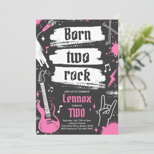 Invitation Rock and Roll Party Né Two Rock 2e anniversaire (Debout devant)