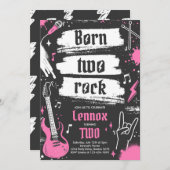 Invitation Rock and Roll Party Né Two Rock 2e anniversaire (Devant / Derrière)
