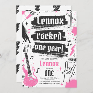 Invitation Rock and Roll Party Rocks un an 1er anniversaire
