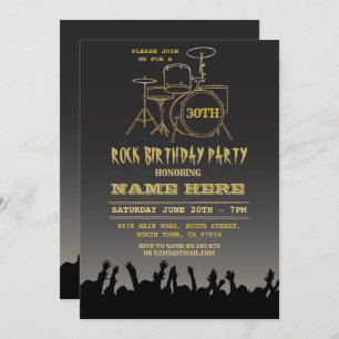 Invitation Rock Birthday Party Festival Crowd Music Invitatio