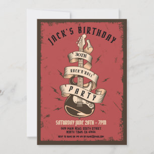 Invitation Rock Birthday Party Festival Guitar Music Invitati