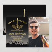 Invitation Rock Birthday Party Festival Guitar Photo Invitati (Devant / Derrière)