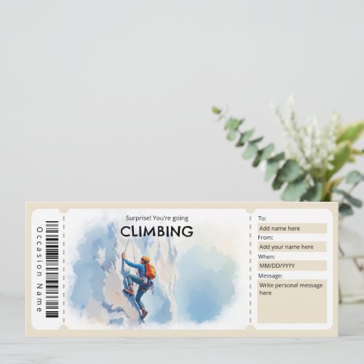 Invitation Rock Climbing Gift Certificate (Debout devant)