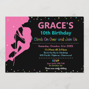 Invitation Rock Escalade Birthday Party Girl Pink Rainbow