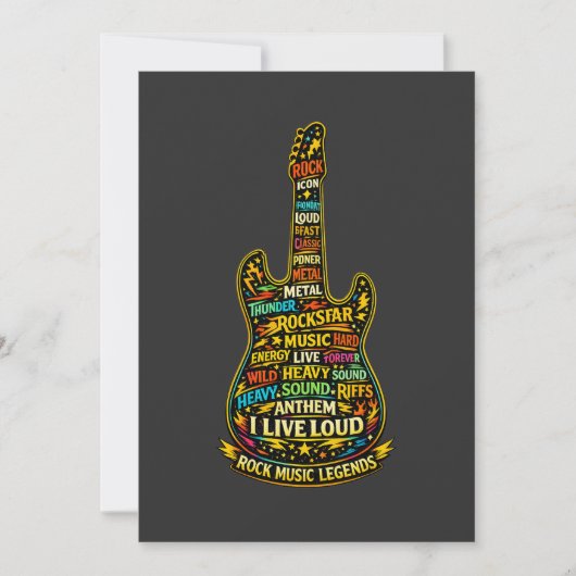 Invitation Rock Guitar Typography Art (Devant)