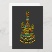 Invitation Rock Guitar Typography Art (Devant / Derrière)