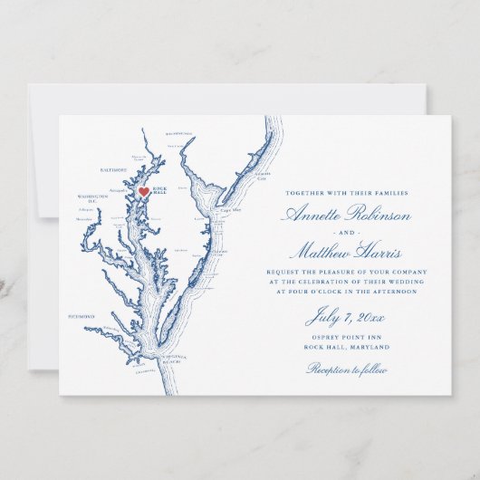 Invitation Rock Hall MD all-in-one QR code RSVP Mariage (Devant)