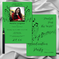 Rock Music Black & Green Photo Graduation Party