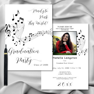 Invitation Rock Music Black & White Photo Graduation Party
