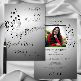 Invitation Rock Music Black & White Photo Graduation Party