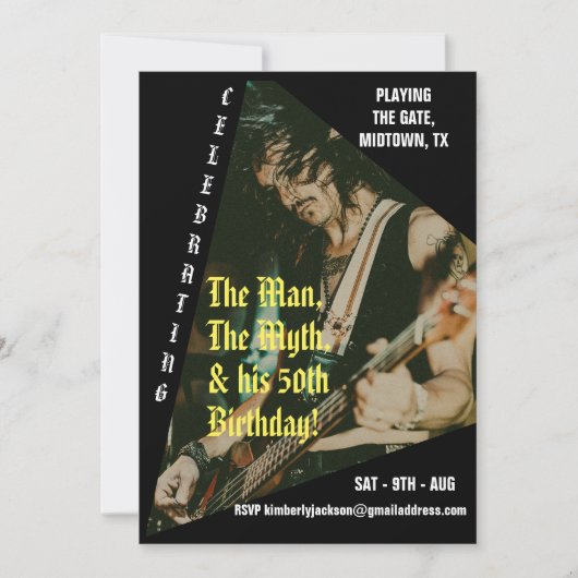 Invitation Rock Music Custom Photo 50th Birthday Party (Devant)