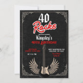 Invitation Rock n Roll 40th Rockstar fête d'anniversaire pour (Devant)