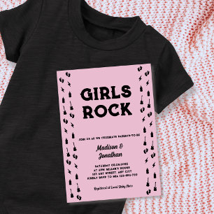 Invitation Rock N Roll Guitare Bébé Fille Shower