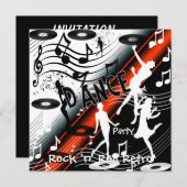 Invitation Rock 'n' Roll Retro Dance Party (Devant / Derrière)