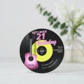 Invitation Rock Pink Guitar Music Élégant 21e anniversaire (Debout devant)