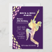 Invitation Rock & Roll Anniversaire Fête Invitation, Neon Des (Devant)