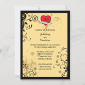 Invitation Rock & Roll Grungy Coeur (Dos)