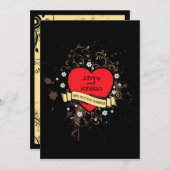 Invitation Rock & Roll Grungy Coeur (Devant / Derrière)