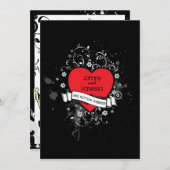 Invitation Rock & Roll Grungy Heart Music Mariage à thème (Devant / Derrière)