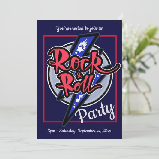 Invitation Rock & Roll Lightning Blue Party (Debout devant)