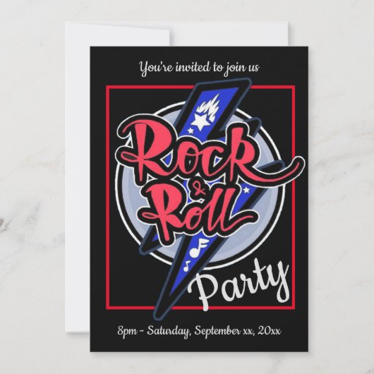 Invitation Rock & Roll Lightning Party (Devant)
