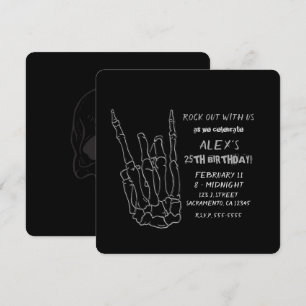 Invitation Rock Star à Main de Squelette Fête d'Anniversaire 