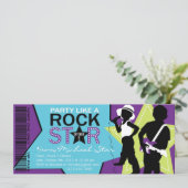 Invitation Rock Star Boy Band Anniversaire Purple Lime (Debout devant)