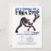 Invitation ROCK STAR GARYS Baby shower Blue Black Break Guita (Devant)