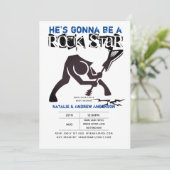 Invitation ROCK STAR GARYS Baby shower Blue Black Break Guita (Debout devant)