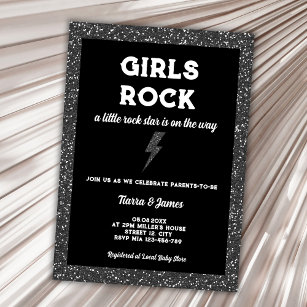 Invitation Rock Star Girl Baby shower Black Rock Et Rouleau