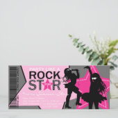 Invitation Rock Star Girl Band Anniversaire rose Grey (Debout devant)