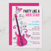 Invitation Rock Star, Guitar Hero, Anniversaire des invitatio (Devant / Derrière)