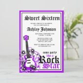 Invitation Rock Star Guitar Sweet 16 Anniversaire fête violet (Debout devant)
