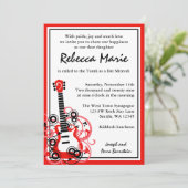 Invitation Rock Star Guitare Bat mitzvah rouge et noir (Debout devant)