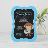Invitation Rock Star Monkey Baby shower / Choisissez la coule (Debout devant)