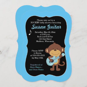 Invitation Rock Star Monkey Baby shower / Choisissez la coule