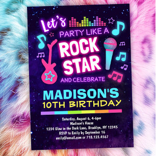 Invitation Rock Star Thème Anniversaire