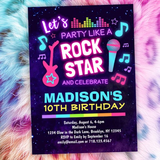 Invitation Rock Star Thème Anniversaire