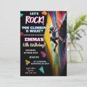 Invitation Rock Wall Escalade sur plus Anniversaire fille (Debout devant)