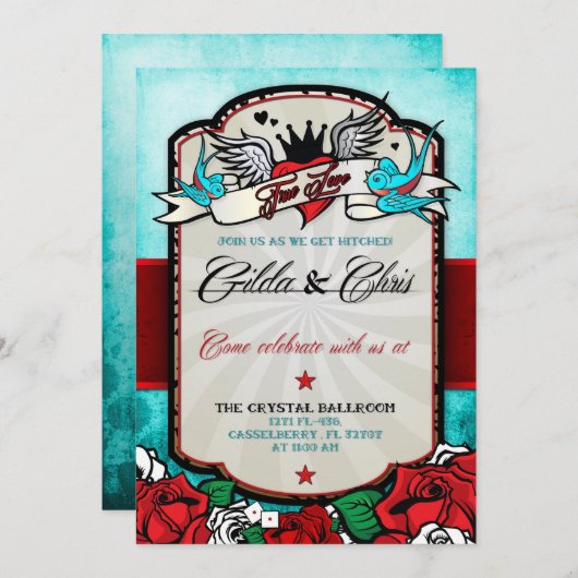 Invitation rockabilisme rouge (Devant / Derrière)